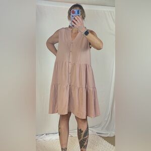 Mittoshop Blush Sleeveless Tiered Midi Dress